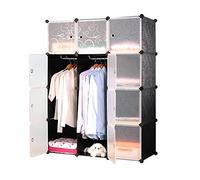 HENGMEI 12-Cubo Armadio Armadietto Guardaroba Scaffale Organizzatore Contenitori Scarpiera a cubo con Porte per Abiti, Giocattoli,Scarpe