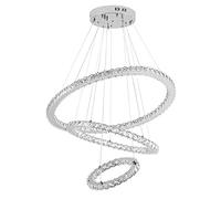 HENGMEI 96W moderno LED Crystal Chandelier Pendant Light Rings, colore della luce: bianco freddo (6000K-6500K), Dimensioni: tre anelli (Φ: 30 cm + 50 cm + 70 cm)