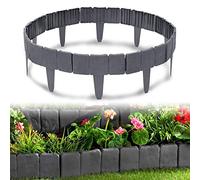 HENGMEI Bordo in Plastica Flessibile per Giardino Bordi per giardini effetto pietra 10m-40 Pezzi, 1 elemento (lunghezza x altezza): 25 cm x 23 cm, Antracite