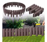 HENGMEI Bordo per aiuole in plastica, 11,2 m, effetto legno, 40 pezzi, per recinzioni da giardino, colore marrone