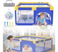 HENGMEI Box per bambini, 180 x 150 cm, centro attività con base antiscivolo, rete traspirante, area giochi di sicurezza (180 x 150 cm, piccoli animali)