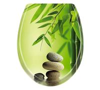 HENGMEI Copriwater con abbassamento automatico, sedile WC, copriwater in plastica rigida, 45 x 38 cm, pietra di bambù verde