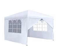HENGMEI Gazebo da 3 x 3 m, impermeabile, stabile, in metallo, pieghevole, per feste, mercato, giardino con 4 pannelli laterali e finestre, bianco
