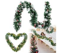 HENGMEI Ghirlanda natalizia, 3 m, con illuminazione, decorazione natalizia, ghirlanda di Natale artificiale, per interni ed esterni (tipo A, neve bianca)