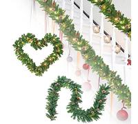 HENGMEI Ghirlanda natalizia 3M con illuminazione, ghirlanda di Natale artificiale (con catena luminosa, 300 cm)