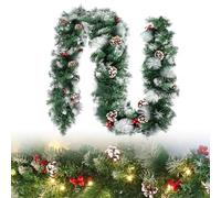 HENGMEI Ghirlanda natalizia, 8 m, con illuminazione, decorazione natalizia, varie forme, per interni ed esterni (con catena luminosa, 800 cm, bianca neve)