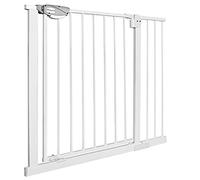HENGMEI Griglia di protezione per porte e scale, con fissaggio a pressione, per bambini o animali, senza foratura, apertura a 2 vie (95-105cm, bianco)