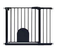 HENGMEI Griglia di protezione per scale, senza foratura, 95-105 cm, chiude automaticamente la porta in metallo per la sicurezza dei bambini, colore nero (con porta per animali domestici)