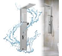 HENGMEI Pannello doccia in acciaio inox spazzolato, colonna doccia con 5 modalità doccia, set doccia a torre con doccia a pioggia, doccia a cascata, soffione a mano (argento)