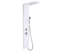 HENGMEI Pannello doccia in acciaio inox spazzolato, set doccia con doccia a pioggia, doccia massaggiante, doccia a cascata, doccetta (bianco)