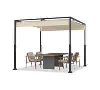 HENGMEI Pergola, gazebo da giardino, 3 x 3 m, in metallo, impermeabile, stabile, per terrazza, giardino, ponte (beige)