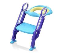 HENGMEI Riduttore WC per Bambini Kit Toilette Trainer Antiscivolo Robusto design pieghevole e regolabile in altezza per allenamento vasino da 1 a 7 anni, Blu+Viola