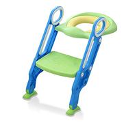 HENGMEI Riduttore WC per Bambini Kit Toilette Trainer Antiscivolo Robusto design pieghevole e regolabile in altezza per allenamento vasino da 1 a 7 anni, Blu+verde