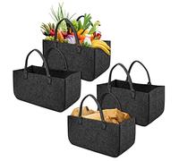 HENGMEI Sacchetti in feltro per legna da ardere, 4 pezzi, grigio scuro | Cestino pieghevole in feltro per legna da ardere, borsa per la spesa, borsa per legna, giornali, dimensioni 50 x 25 x 25 cm