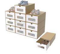 HENGMEI Scatola per cassetti, set di 10 scatole con finestra e cassetto, scatola per scarpe, scatola per scarpe, scatola per scarpe, scatola per giocattoli, 345 x 235 x 135 mm