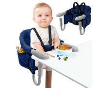 HENGMEI Sedia da pranzo per bambini, pieghevole, con morsetti antiscivolo e cintura di sicurezza, per bambini, colore: blu