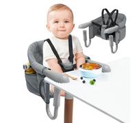 HENGMEI Sedia da pranzo per bambini, pieghevole, con morsetti antiscivolo e cintura di sicurezza, per bambini, tavolo da pranzo, tavolo da pranzo portatile, per bambini, colore: grigio