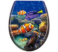 HENGMEI Sedile WC chiusura ammortizzata Tavoletta per WC con cerniere (Mondo sott'acqua)