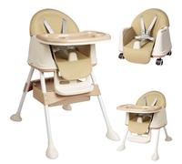 HENGMEI Seggiolone 3 in 1 per bambini, per bambini, 6-36 mesi, con tavolo e ruote, vassoio portatile, colore: beige