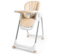 HENGMEI Seggiolone per bambini, tavolo da pranzo, pieghevole, per bambini, 6-36 mesi, con vassoio da tavolo, portatile, per esterni, per interni (beige)