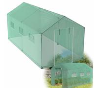 HENGMEI Serre da giardino in zincato, 4,5 x 2 x 2 m, Serra in pellicola con tunnel per porta e griglia per finestra per giardino, coltivazione di piante, verde