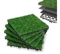HENGMEI Tappeto erboso artificiale, 22 pezzi, per prato, in plastica, per esterni, 30 x 30 cm, per balconi, terrazze (2 mq)