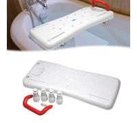 HENGMEI Tavola Vasca da Bagno per Anziani, Tavoletta da Bagno Ausilio per L'accesso Alla Vasca, Sedile in Plastica Regolabile per Adulti con Portasapone e Maniglione, Maniglia Rossa