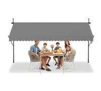 HENGMEI Tenda da sole per balcone, 350 x 120 cm, senza foratura, con manovella, protezione solare, resistente ai raggi UV, regolabile in altezza, per terrazze, balcone, grigio
