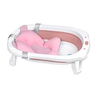 HENGMEI Vasca da bagno pieghevole per bambini, con cuscino per sedile, portatile, per bagnetto, rosa