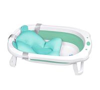 HENGMEI Vasca da bagno pieghevole per bambini, con cuscino per sedile, portatile, per bagnetto, verde