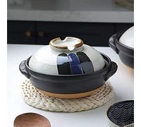Hengqiyuan Pentola Calda in Ceramica Giapponese, Pentole di Argilla, Casseruola Resistente al Calore con Coperchio, Piccola Pentola di Terracotta Rotonda, Fornello di Riso,1L