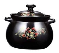 Hengqiyuan Terracotta Cooking Pot, Ceramic Cooking Pot,Casserole Dish with Lid,Ceramic Casserole Pot Non Stick Stock Pot,Casserole, Clay Pot for Cooking,Nero,Capacity 4L