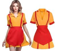 Hengrongshen 2 Broke Girls Costume da Carnevale 2 Broke Girls, costume da cameriera da donna, uniforme con grembiule per Carnevale, Carnevale, Carnevale, costume da cosplay (L)