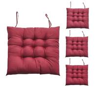 Hengrongshen 4 Pezzi Cuscini da Esterno Rosso Vivo,Cuscini per Sedie 40 x 40 Cm,Cuscino Sedia Esterno con Cinghie di Ritenzion,Interni ed Esterni per Sedia da Ufficio,Sedia da Balcone,Sedie da Ufficio