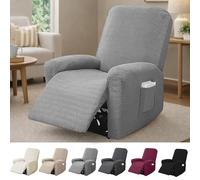 Hengrongshen Copripoltrona Relax, Copripoltrone con Tasche, Copripoltrona Relax Reclinabile, Copri Poltrona per Poltrone Reclinabili, Poltrone Tv, Poltrone (Grigio Chiaro)