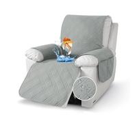 Hengrongshen Coprisedia per poltrona relax, coprisedia con braccioli, borse, antimacchia e antiscivolo, per la casa con bambini e animali domestici, lavabile in lavatrice (grigio chiaro)