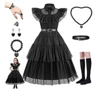 Hengrongshen Costume Mercoledì Adams Bambina - Vestito per Halloween e Cosplay (120)