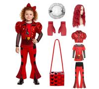 Hengrongshen Des-cendants Costume per bambini, 4 costumi per bambini con giacca, top, parrucca per pantaloni, rossa, borsa per l'amore per carnevale, costume da halloween bambina (130)