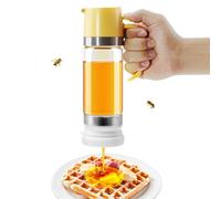 Hengrongshen Dispenser per miele in vetro, 12 unces (350 ml) per miele e sciroppo, vetro con manico, innovativi barattoli per miele con funzione di pressione, dispenser per miele e sciroppo, bianco