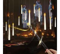 Hengrongshen Floating Candles, 12 Pezzo 16.8 CM Candele Sospese con Telecomando Bacchetta, Candele Fluttuanti Har-ry Potter per Decorazioni di Halloween, Candele Led Halloween