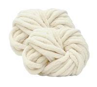 Hengrongshen Gomitoli Lana Grossa 2 Pezzi 500g Beige, Filato Gigante per Coperte a Mano, Filato Ciniglia Grosso per Lavorare a Maglia Sciarpe, Cappelli e Cuscini, Nido Animali Domestici