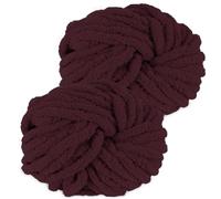 Hengrongshen Gomitoli Lana Grossa 2 Pezzi 500g Caffè, Filato Gigante per Coperte a Mano, Filato Ciniglia Grosso per Lavorare a Maglia Sciarpe, Cappelli e Cuscini, Nido Animali Domestici
