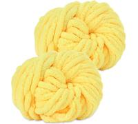 Hengrongshen Gomitoli Lana Grossa 2 Pezzi 500g Giallo Caldo, Filato Gigante per Coperte a Mano, Filato Ciniglia Grosso per Lavorare a Maglia Sciarpe, Cappelli e Cuscini, Nido Animali Domestici