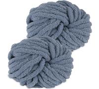 Hengrongshen Gomitoli Lana Grossa 2 Pezzi 500g Grigio Scuro, Filato Gigante per Coperte a Mano, Filato Ciniglia Grosso per Lavorare a Maglia Sciarpe, Cappelli e Cuscini, Nido Animali Domestici