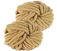 Hengrongshen Gomitoli Lana Grossa 2 Pezzi 500g Khaki, Filato Gigante per Coperte a Mano, Filato Ciniglia Grosso per Lavorare a Maglia Sciarpe, Cappelli e Cuscini, Nido Animali Domestici