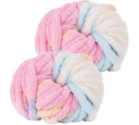 Hengrongshen Gomitoli Lana Grossa 2 Pezzi 500g Marshmallow, Filato Gigante per Coperte a Mano, Filato Ciniglia Grosso per Lavorare a Maglia Sciarpe, Cappelli e Cuscini, Nido Animali Domestici