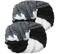 Hengrongshen Gomitoli Lana Grossa 2 Pezzi 500g Panda, Filato Gigante per Coperte a Mano, Filato Ciniglia Grosso per Lavorare a Maglia Sciarpe, Cappelli e Cuscini, Nido Animali Domestici