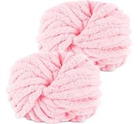 Hengrongshen Gomitoli Lana Grossa 2 Pezzi 500g Rosa Chiaro, Filato Gigante per Coperte a Mano, Filato Ciniglia Grosso per Lavorare a Maglia Sciarpe, Cappelli e Cuscini, Nido Animali Domestici