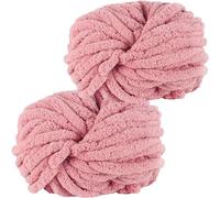 Hengrongshen Gomitoli Lana Grossa 2 Pezzi 500g Rosa Pelle, Filato Gigante per Coperte a Mano, Filato Ciniglia Grosso per Lavorare a Maglia Sciarpe, Cappelli e Cuscini, Nido Animali Domestici