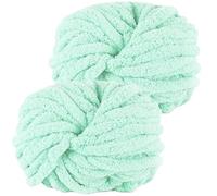 Hengrongshen Gomitoli Lana Grossa 2 Pezzi 500g Verde Acqua, Filato Gigante per Coperte a Mano, Filato Ciniglia Grosso per Lavorare a Maglia Sciarpe, Cappelli e Cuscini, Nido Animali Domestici